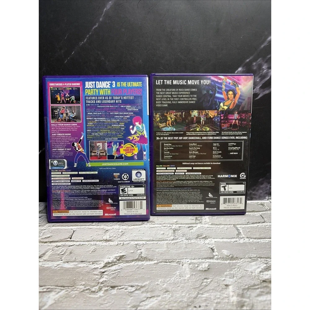 Bundle Just Dance 3 & Dance Central Bundle - Microsoft Xbox 360 - Both CIB - T&W